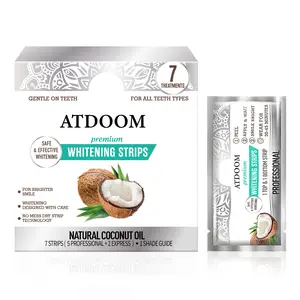 Teeth Whitening Strips, Coconut Mint Whitening Strips - 7 Treatments, Non-Slip Dry Strip Technology, Non-Slip Enamel Safe Strips, Professional and Safe Teeth Whitening, Gentle Stain Removal, Suitable for Smoking/Coffee/Wine Stains