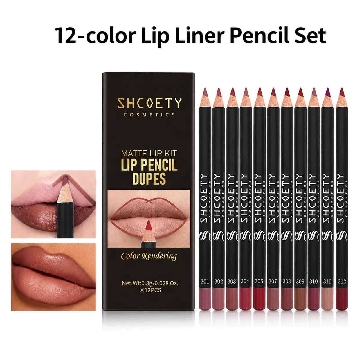 Highly Pigmented Lip Liner Pencil Set, 12pcs/box Waterproof & Long-Lasting Lip Liners, Smooth Creamy Texture with Moisturizing Matte Finish, Easy-to-Apply Lip Contour Makeup for Women & Girls, Lip Cosmetic