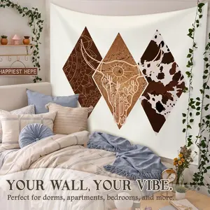 Boho Western Tapestry, West Cowboy Tapestries Wall Blanket, Aztec Southwestern Country Wall Hanging Decor for Living Room Home Bedroom, 50x60 Inch