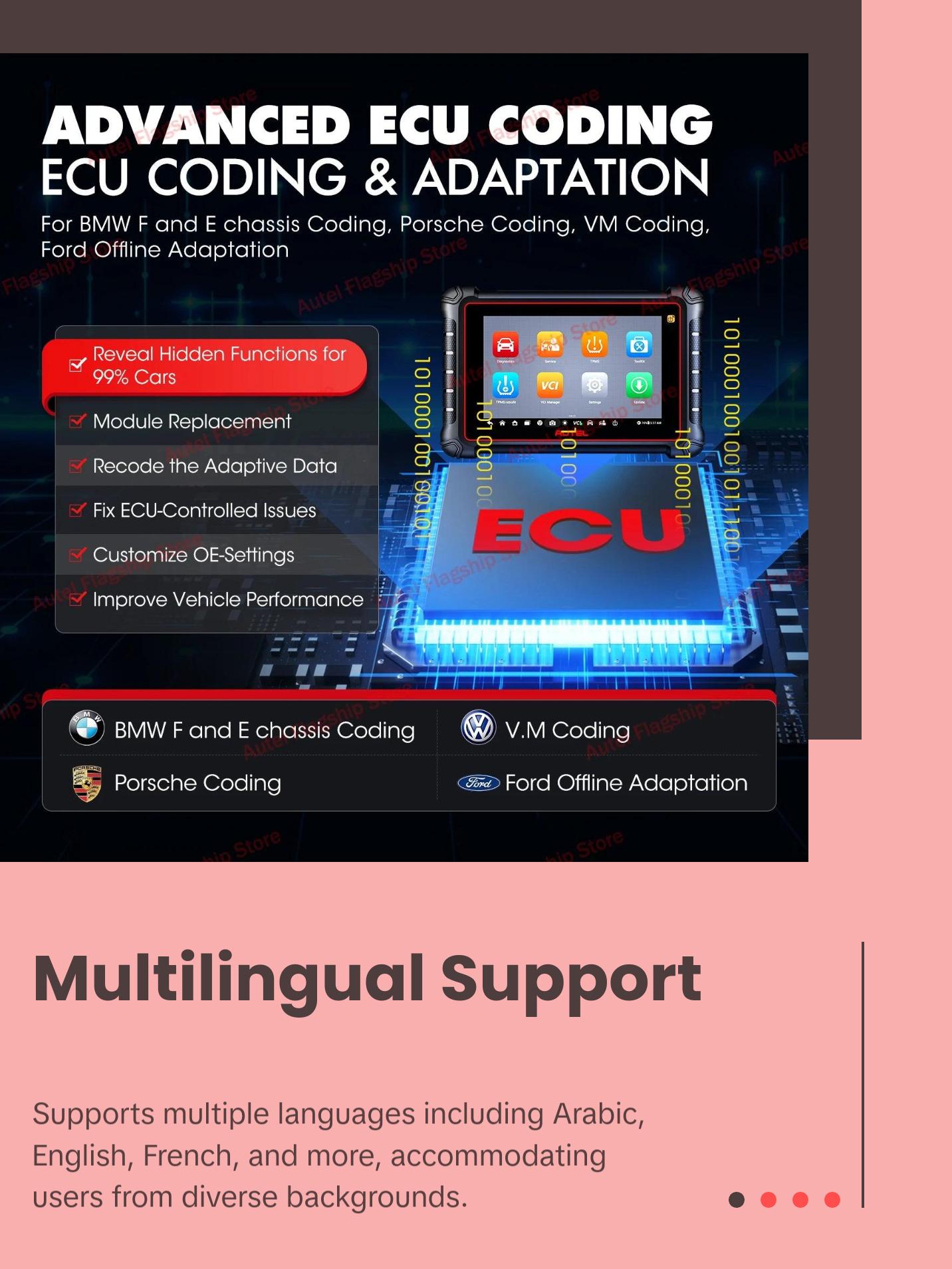 Autel MaxiPRO MP900-TS Auto TPMS Diagnostic Tools Car OBD2 Scanner Programming ECU Coding Active Test CAN FD/DoIP PK MP808BT