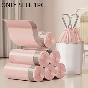 [Thick Trash Bags] 50pcs Sturdy Trash Bags Extra Thick & Durable Drawstring Trash Bags | Large, Portable Polyethylene Waste Bags for Kitchen, Bathroom, Bedroom, and Living Room Use, Home Organization, Sleek Design, Drawstring Closure, Trash Bag Dispenser