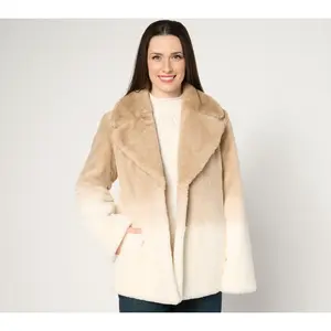 Dennis Basso Ombre Faux Fur Notch Collar Jacket