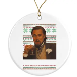 Funny Leo Meme Django Joke Ceramic Ornament - Funny Christmas Meme Joke - 3 Inch Christmas Tree Round Ornament - Xmas Holiday Decor - String Included - ORNW0114