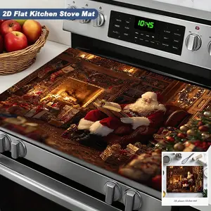 Christmas Theme Kitchen Heat Resistant Pad Placemat, Santa Claus & Gift Box Pattern, Holiday Decoration Mat, Non-Slip High Temperature Protection