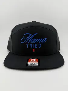 Richardson Unisex 168 "MAMA TRIED" Casual Hat - Breathable Mesh, Adjustable, American-Themed Graphic, Fashion & Clothing Accessory, Breathable Mesh Hats, Adjustable Hats