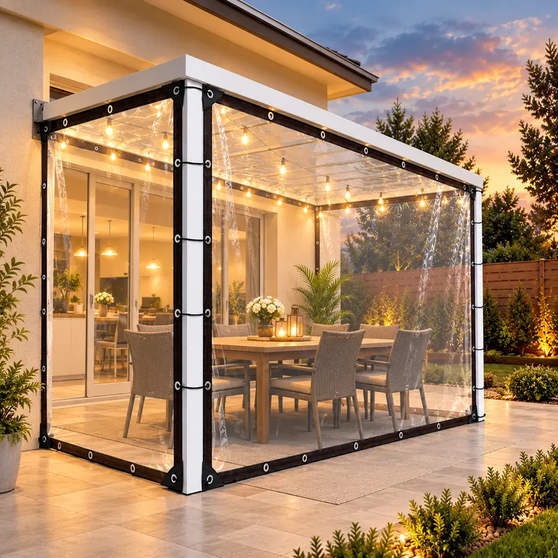 10x13FT High-Transparency Waterproof Poly Tarp, Multiple Sizes Available, Lightweight Flexible Foldable PE Goods Cover, Portable Outdoor Rain Cover for Patio, Garden, RV Camping
