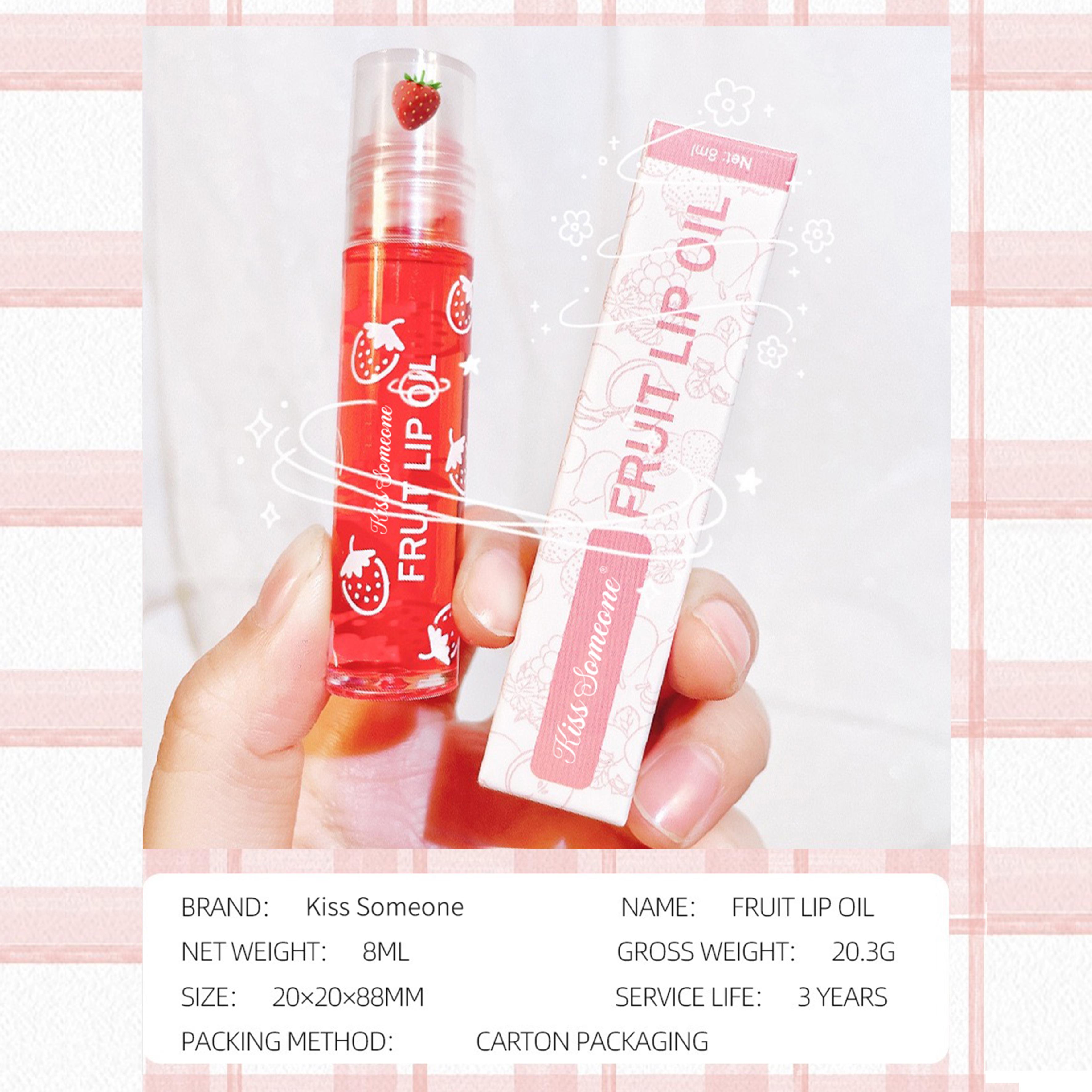Hydrating Lip Oil Roller Gloss Juicy Glass Lips Non Sticky Moisturizing Lip Care Fruit Flavor Lip Gloss for Dry Lips Long Lasting Shine Strawberry Peach Grape Cherry