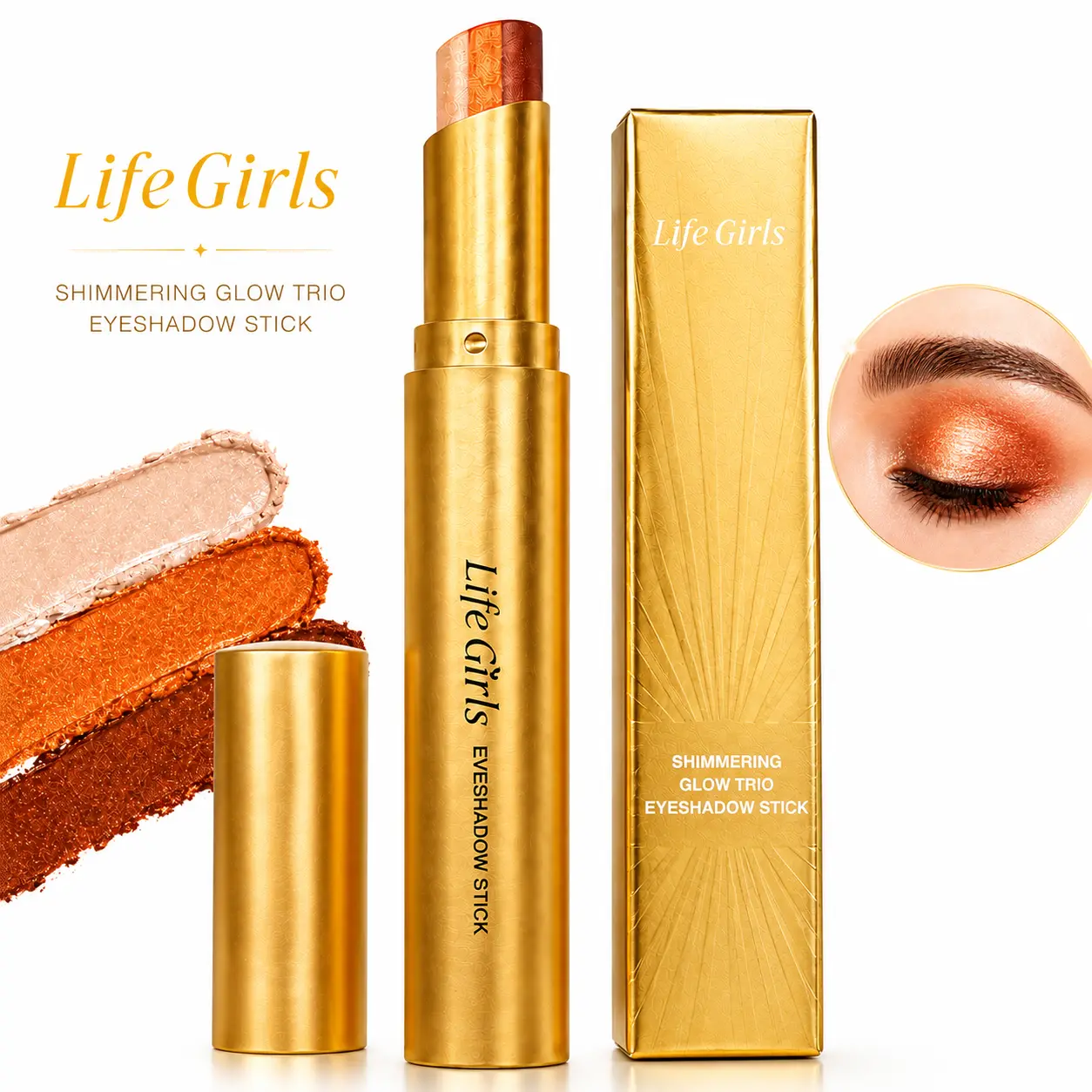 3-in-1 Gradient Shimmer Eyeshadow Stick, Creamy High Pigment Long Lasting Glow Eyeshadow Pen, One Swipe Blendable No Crease Eye Makeup, Beginner Friendly Daily Party Glitter Eyeshadow for Women