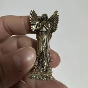 Vintage Brass Angel Statue, Fantasy Theme Decorative Art Ornaments, Home Office Coffee Shop Decoration, Perfect for Bookshelf Living Room Desk Display
