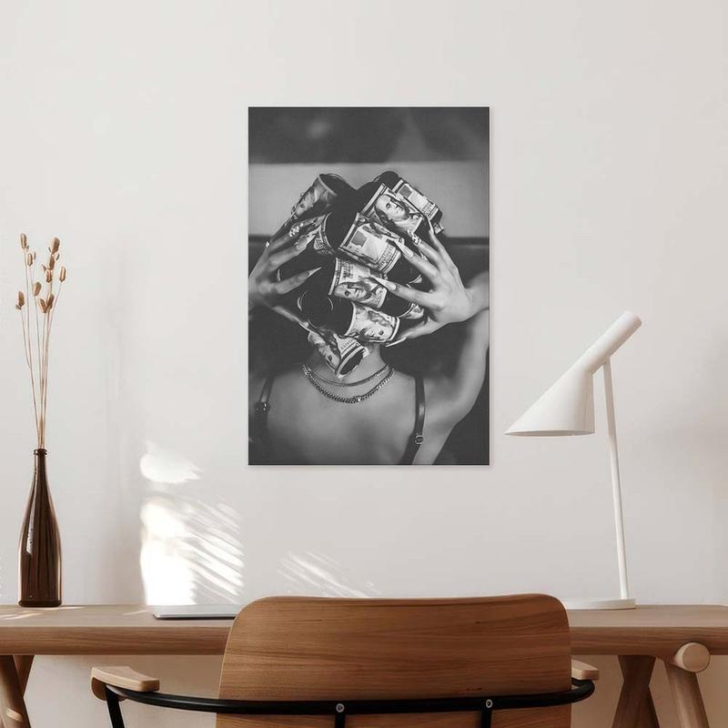 Black and White Black Woman Wall Art, Girl Art Print, Fashion Trendy Poster, Money Art, Modern Woman Art for Home or Office Decor