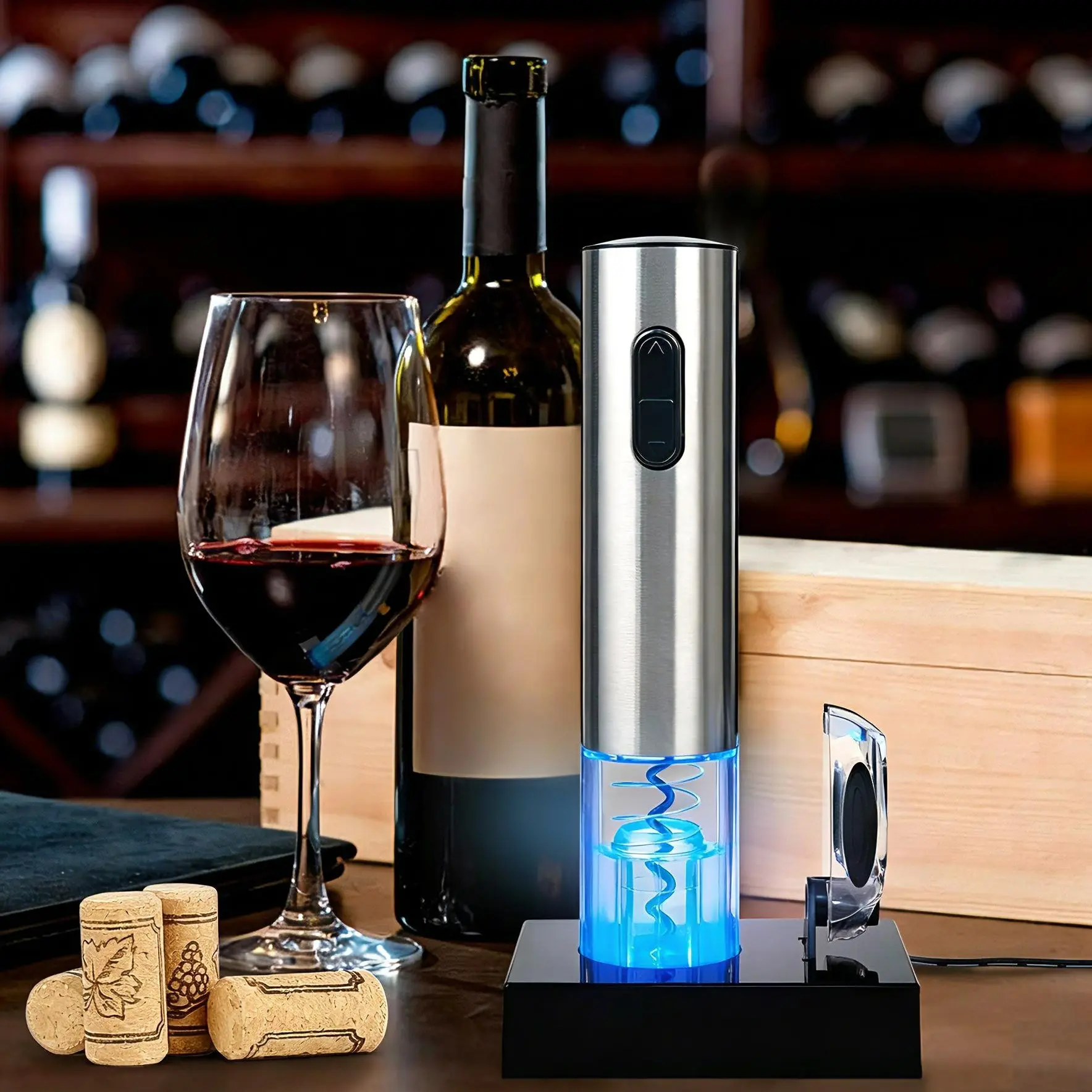 IMOLI Electric Wine Bottle Opener, Rechargeable Automatic Corkscrew with Foil Cutter, Stainless Steel Wine Opener for Home Party Restaurant Wedding Gifts, Father's Day gift