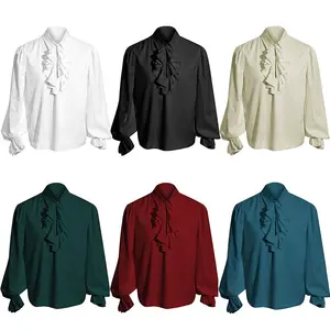 Mid-Century Steampunk Cosplay Vampire Shirt Revival Shirt Multi-Color Theater Costume