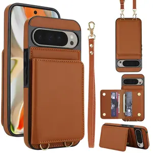 Crossbody Wallet Case for Google Pixel 9/9 Pro/9 Pro XL/8 Pro/8A/8/6A, PU Leather Phone Purse with Magnetic Card Holder, Wrist Strap & Adjustable Shoulder Strap