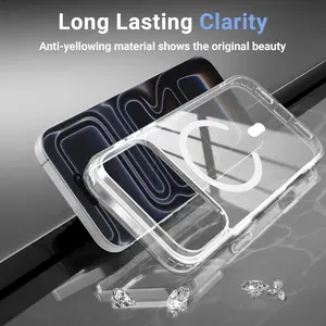 2 in 1 8K Ultra HD Tempered Glass Screen Protector Magnetic Anti-Drop Clear Phone Case for iPhone 17 Series Wireless Charging Support Acryl e1 Long Lasting Clarity