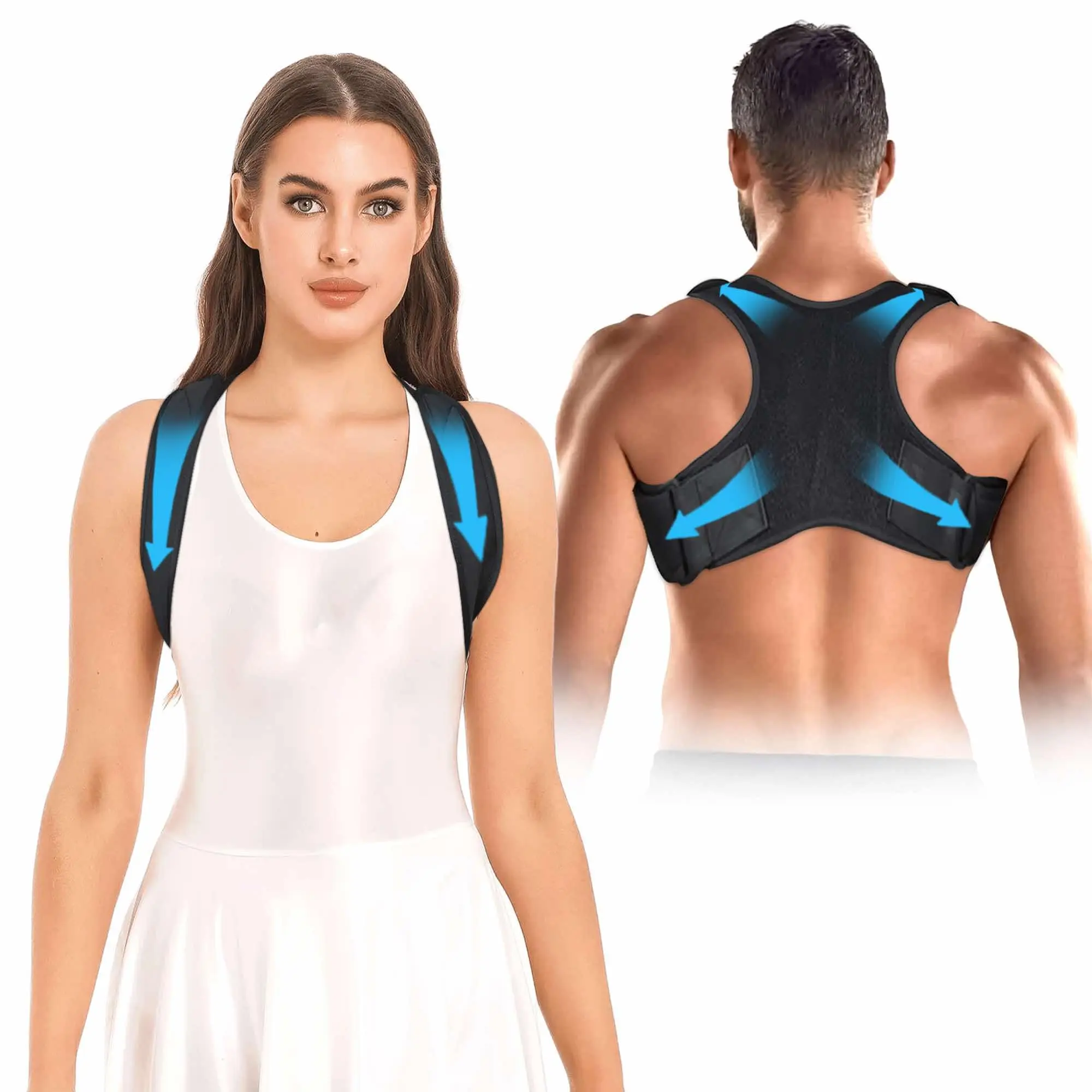 Posture Corrector for Women & Men – Adjustable, Breathable Upper Back Brace for Improved Posture & Pain Relief – Support for Neck, Back, & Shoulders Adjustable Breathable posture corrector