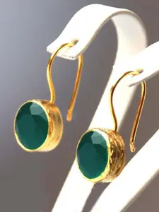 Round Shaped Artificial Gemstone Decor Dangle Earrings, Ear Hook Design, Elegant All-match Jewelry for Girls Gift, Female Classic Fashion Accessories for Daily Wear