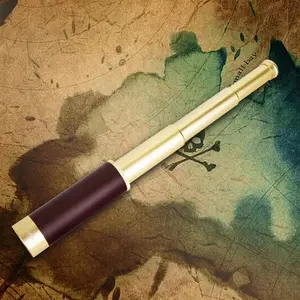 Antique Style Brass Spyglass Telescope - Extending & Focus Adjustable, Elegant Home Decor & Unique Gift for Adults, with Display Case