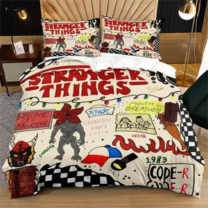 A hand drawn graffiti style collage pattern duvet cover, Bedroom bedding set, with