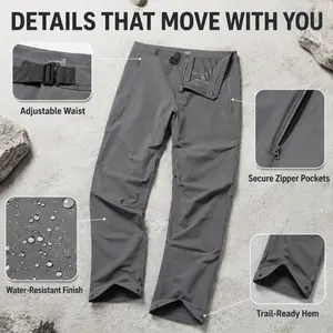 Unisex Gamma-Style Softshell Hiking Pants, Water-Resistant, Windproof, Lightweight Straight-Fit Outdoor Trousers for Trail, City