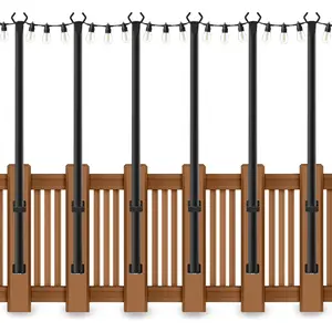 2-8Pack 5 Ft String Light Poles, String Light Poles for Outside with Fixing Clips,Metal Poles for Outdoor String Lights, Hanging Light Poles for Deck Fence Garden Backyard Wall Bistro