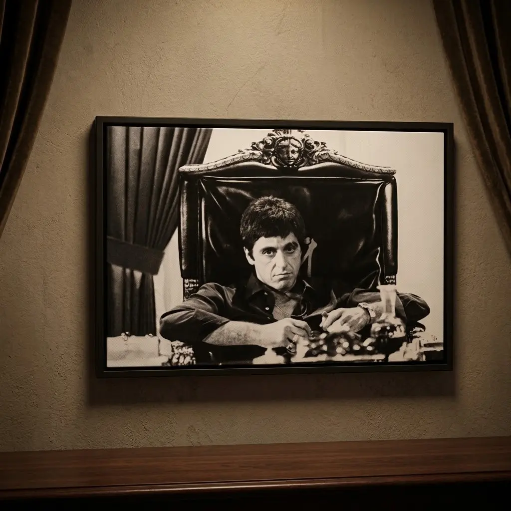 Tony Montana Scarface Black and White Artistic Poster Print - Glossy Photo Paper Wall Art, Unframed Home Decor