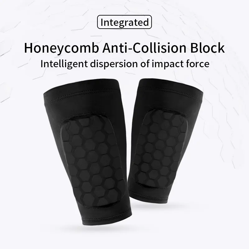 2 Pairs Honeycomb Shin Guards, Short Anti-Slip Calf Compression Socks with Honeycomb Padding, Football Shin Guards, Football Accessories for Kids Teens Adults Outdoor Sports