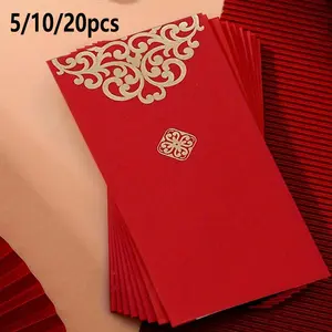 Chinese Style Gold Foil Envelopes, Lunar New Year Decorations, Birthday, Wedding, Party Gifts, 5/10/20 Pieces Pack