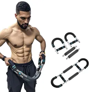 Pectoral muscle twist arm trainer, 30-50 kg training rod, chest training equipment, U-shaped portable stainless steel material