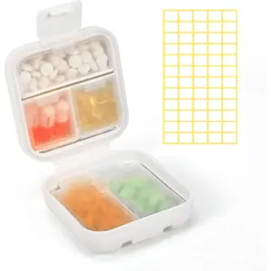 Daily Pill Organizer 5 Compartments Portable Moisture Proof Small Pill Case for Pocket Purse Travel Pill Box Portable Medicine Vitamin Fish Oil Holder Container (White)