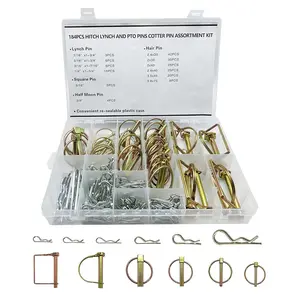 184 count Cotter Pin Assortment Kit Heavy Duty Hitch Linch and PTO Pins,Shaft Locking R Clips Retaining Hair Pins Assortment, Including Pins&Square Arch Pins&Lynch pins,trailer pin