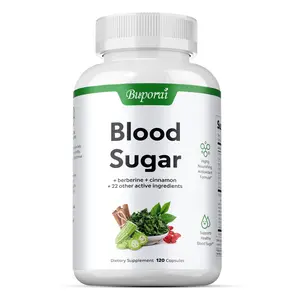 Buporai Blood Sugar Health Complex Capsules — Dietary Supplement — Enriched with Berberine, Cinnamon, Bitter Melon, African Mango, and Other Botanical Extracts — Supports Nutritional Supplementation. 120 Capsules.