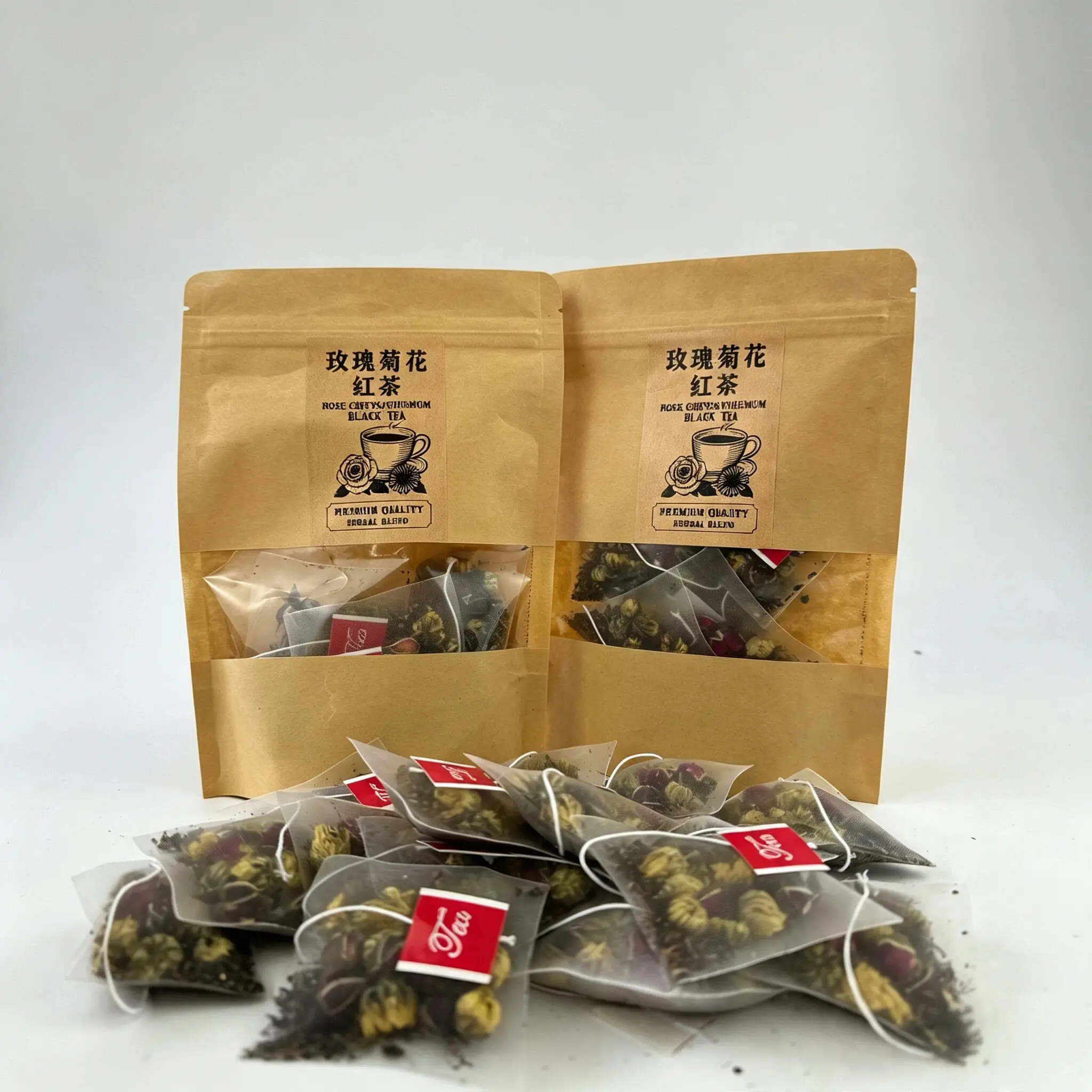 [Leaf pop] 1pack(5bags)  Rose chrysanthemum black tea, anti-aging, promoting digestion and cardiovascular health, refreshing and beautifying, is suitable for both men and women
