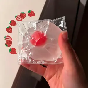 Transparent Strawberry Dango Stress Toy, Soft Tpr Stretchable Anxiety Relief, Slow Rebound Squeeze Toy, Cute Food Shape Sensory Toy for Kids and Adults, Squishies