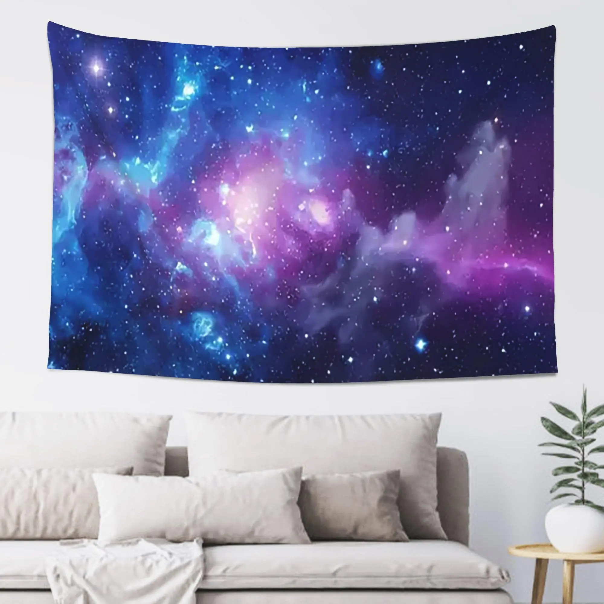 Vibrant Purple Blue Nebula Starry Space Galaxy Wall Tapestry Bedroom Background Decor