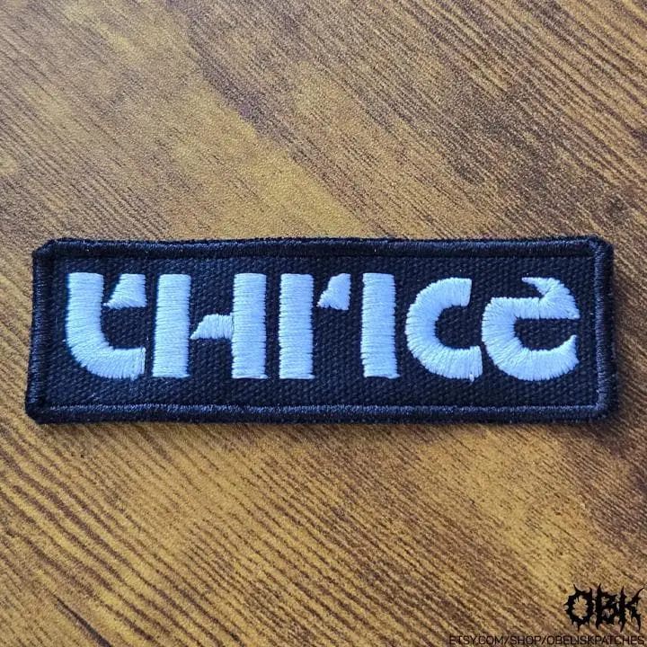 Thrice Patch  Embroidered Canvas Patch - Multiple Sizes, Iron On, Velcro for bags, clothing
