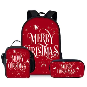 Christmas backpacks children's printed backpacks large capacity lightweight cool student backpacks lunch bag pencil case