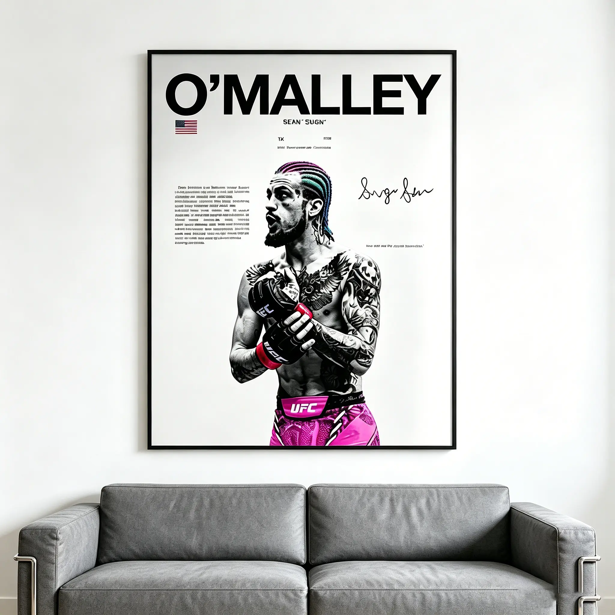 Sean O'Malley Suga UFC Canvas Wall Art Poster, MMA Fighter Print Wall Decor, Gym Man Cave Wall Print, Unique Gift for UFC Fans, Men Birthday Father’s Day Home Decor Gift
