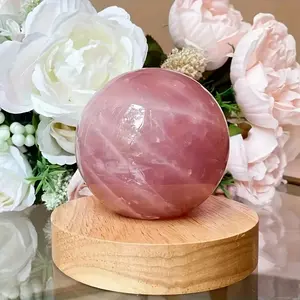 Handmade,2.36- 2.76inch Natural pink rose crystal ball  ball, suitable for home and office decoration, holiday gift decorative ornament