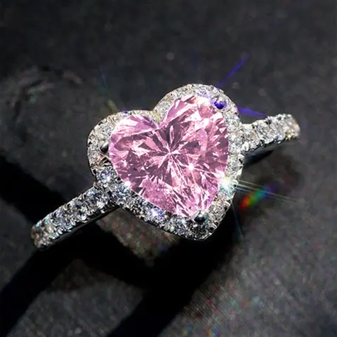 1 Pc Romantic Heart Cubic Zirconia Ring for Women, Beautiful Rings, Bridal Engagement Jewelry, Wedding, Engagement & Anniversary Party Jewelry, Valentine's Day Gift, Heart Shaped Ring