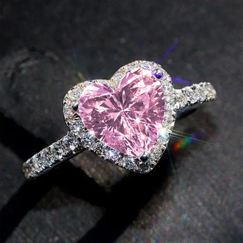 1 Pc Romantic Heart Cubic Zirconia Ring for Women, Beautiful Rings, Bridal Engagement Jewelry, Wedding, Engagement & Anniversary Party Jewelry, Valentine's Day Gift, Heart Shaped Ring