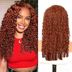 Trending Wig Ginger Brown Curly Natural Baby Hair Wig 33 # reddish brown wig