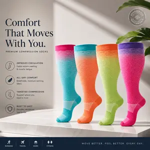Plus Size Extra Wide Calf Compression Socks (2XL-4XL)| 20-30mmHg Anti-Roll Support