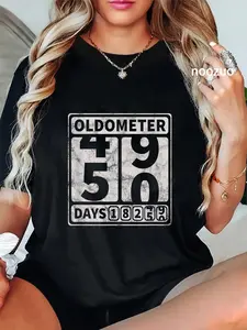 100% Cotton 50th Birthday Gift Funny Oldometer 49-50 T-Shirt