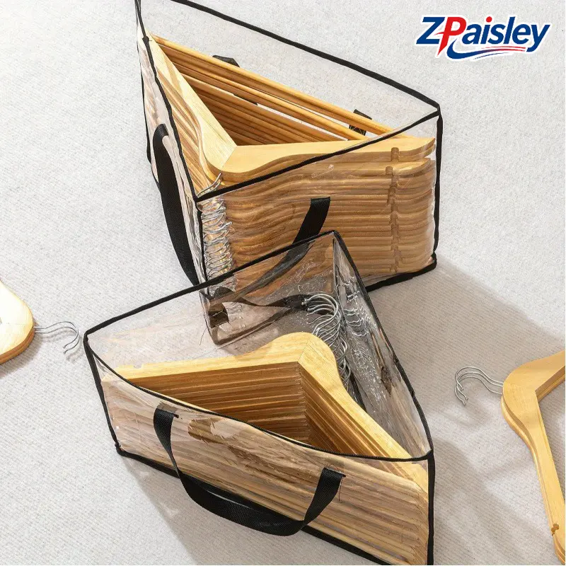 1Pc/2Pcs Clear Hanger Organizer Storage Bag, Triangular Clothes Hanger Holder with Reinforced Handles, Space Saving Closet Hanger Storage Container for Wooden Hangers, Wardrobe Laundry Room Home Moving Organization