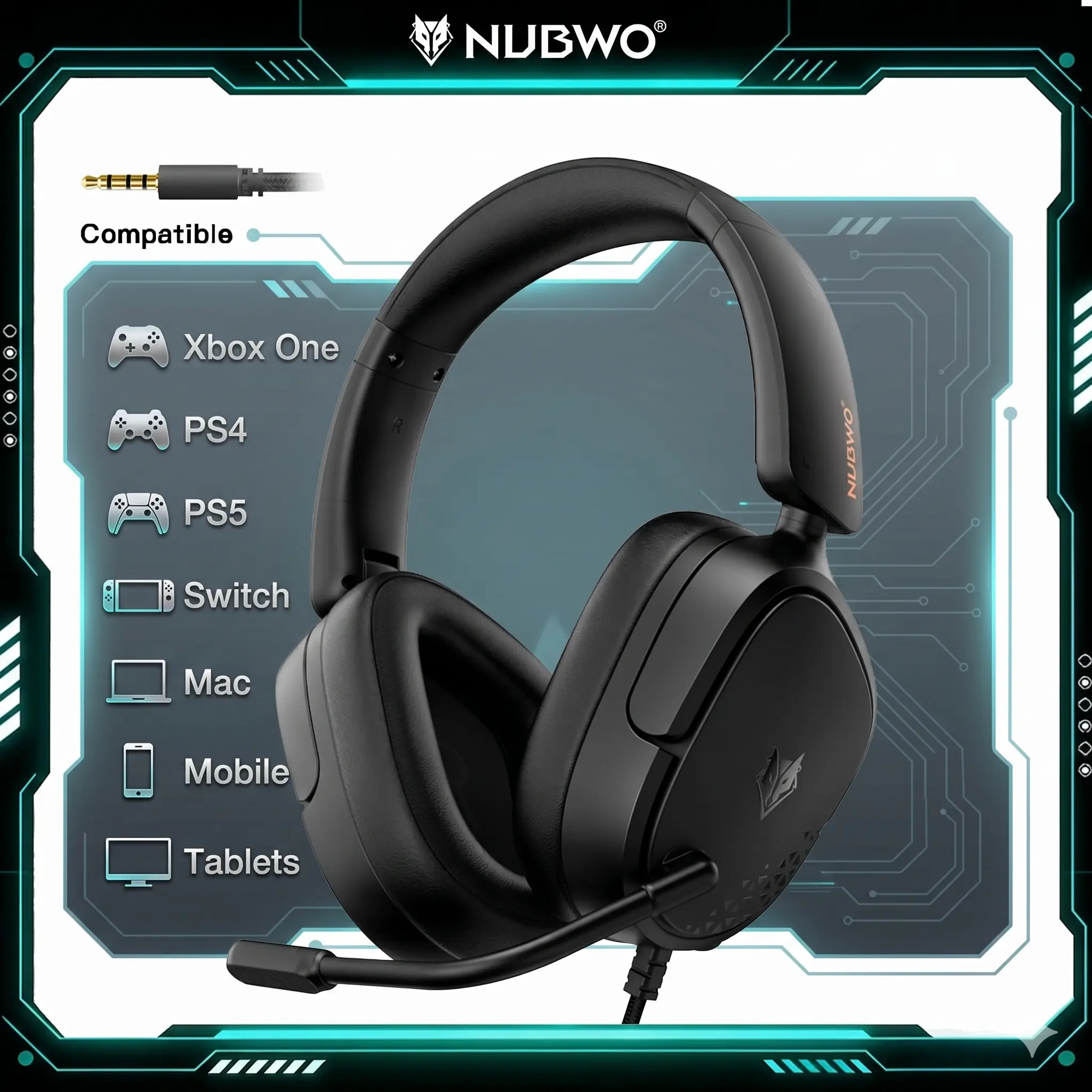 【DealsForYouDays】NUBWO HG04L Lightweight Gaming Headset with Clear Mic — 3.5mm Wired Headset,250g,for PS5/PS4, Xbox, Switch, PC，Summer