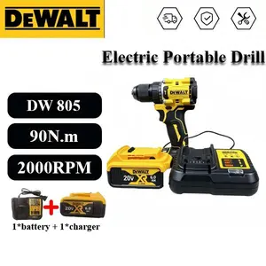 DEWALT DW805 20V Brushless Cordless Electric Drill Kit with 1 Battery and 1 Charger - 90N.m Max Torque, 2000RPM Variable Speed, Compact Design for Drilling and Screwdriving in Home Improvement and Construction