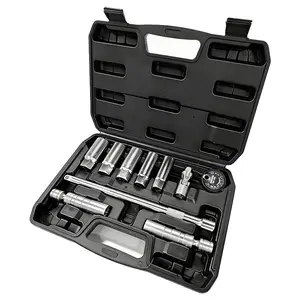 10PCS 3/8"Drive Magnetic Spark Plug Socket Set, 6PT&12PT, Include  9/16-Inch, 5/8-Inch, 13/16-Inch, 14mm,16mm,18mm,Extension Bar, Universal Joint & Spark Plug Gapper, CR-V Steel fathersdaygift