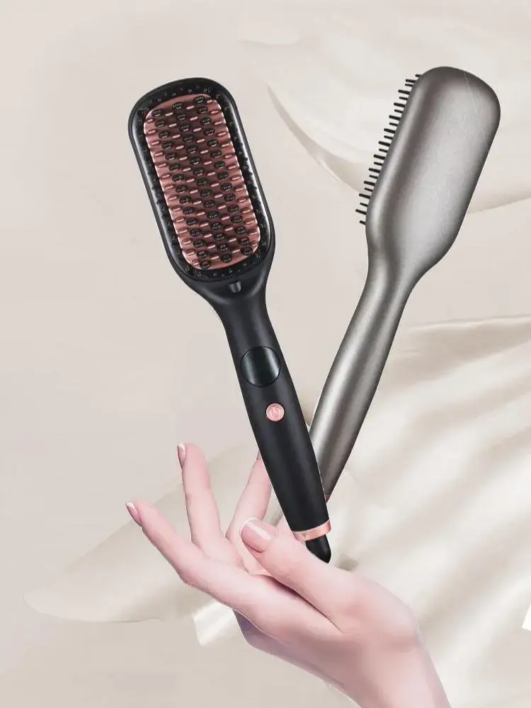 Negative Ion Straightening Brush Wide Plate 30s Fast Heat 5 Temp 260°F-450°F Anti-Frizz for All Hair Types Lightweight Adjustable Portable Travel Friendly