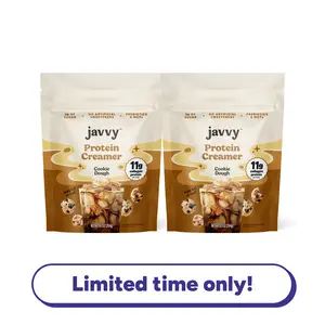 Javvy Limited Offer 2-PACK Cookie Dough Protein Coffee Creamer - Grass Fed Pasture Raised Collagen - Hair, Skin & Nail Support, Energy-Boosting MCTs, Keto Friendly, Lactose Free & Gluten Free, No Added Sugar, 11g of Protein