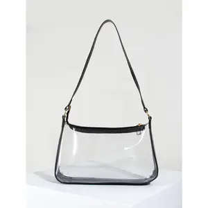 Clear Bag, Stadium Approved 12 X 12 X 6 Clear Transparent Purse Bag For Concerts Sports Events Festivals Elegant Single-Shoulder Hobo Bag Large Multi-Pocket Sling Bag Genuine Leather Women's Crossbody Bag